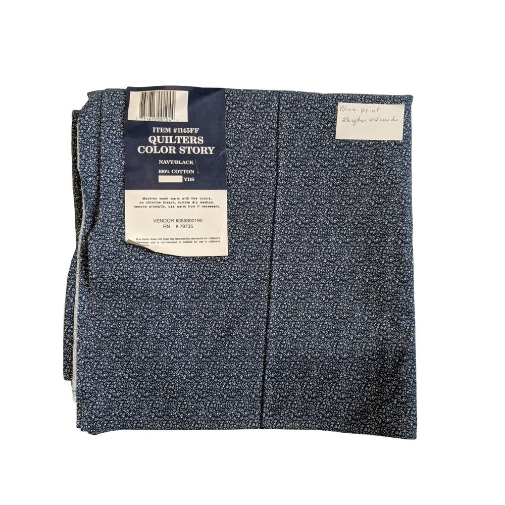 Quilters Color‎ Story Navy Blue Floral Cotton Fabric 2.5 Yards 44" Wide 1145FF